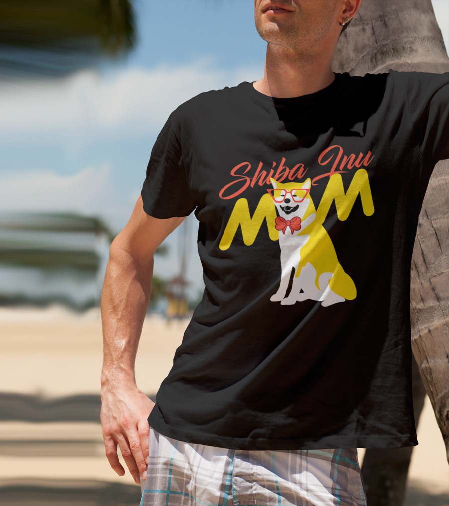 Shiba Inu Mom With Glasses And Bow Tie T-Shirt