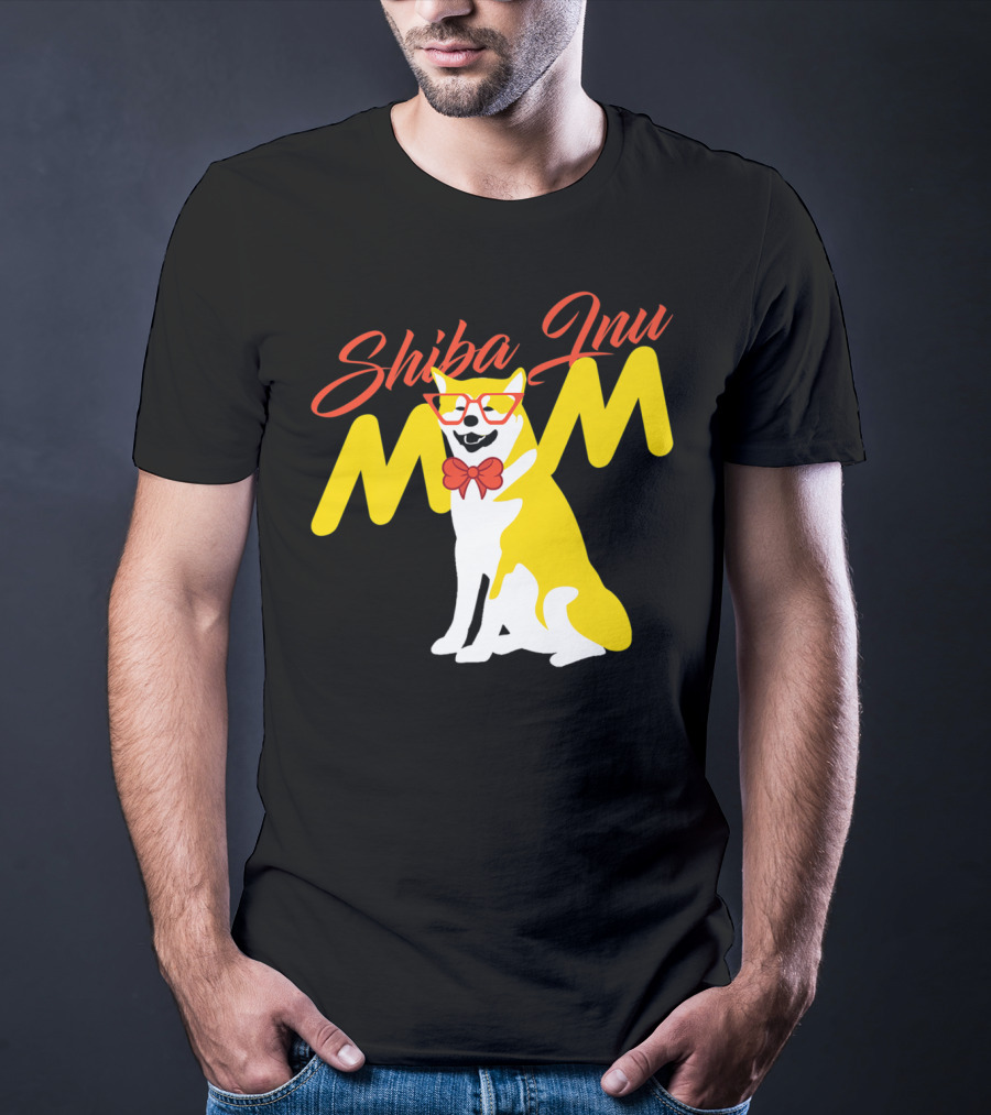 Shiba Inu Mom With Glasses And Bow Tie T-Shirt