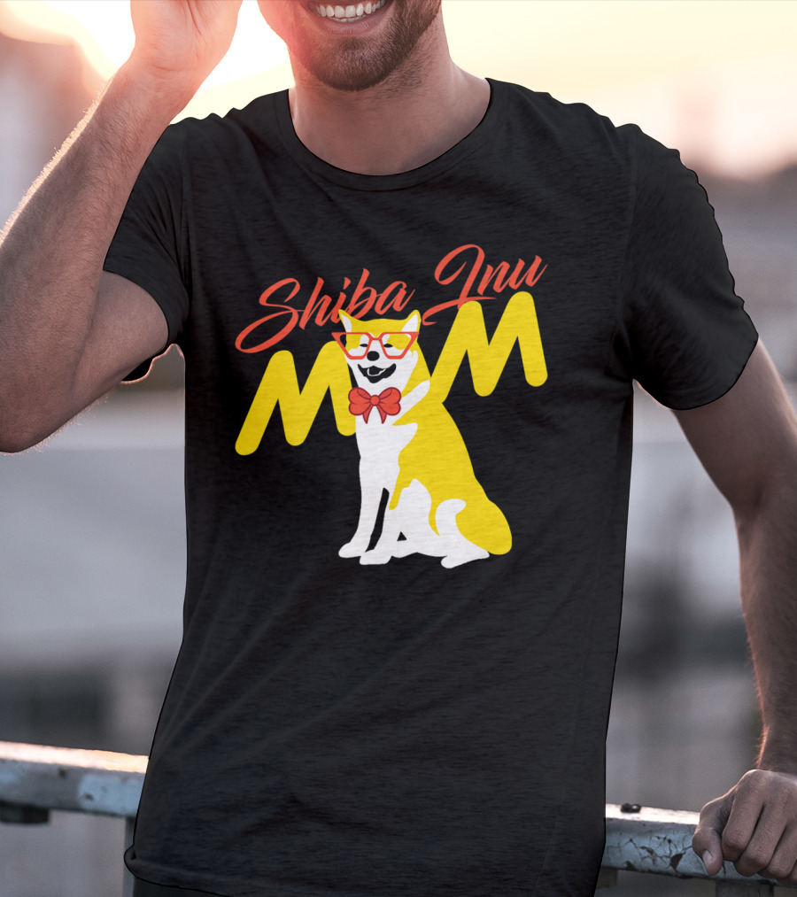 Shiba Inu Mom With Glasses And Bow Tie T-Shirt