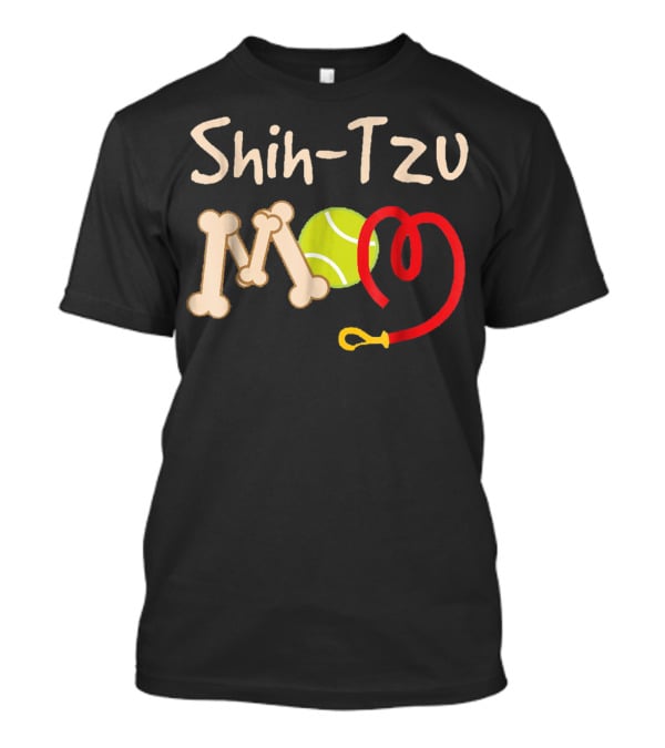 Shih Tzu Mom Tennis Ball And Bone Leash T-Shirt