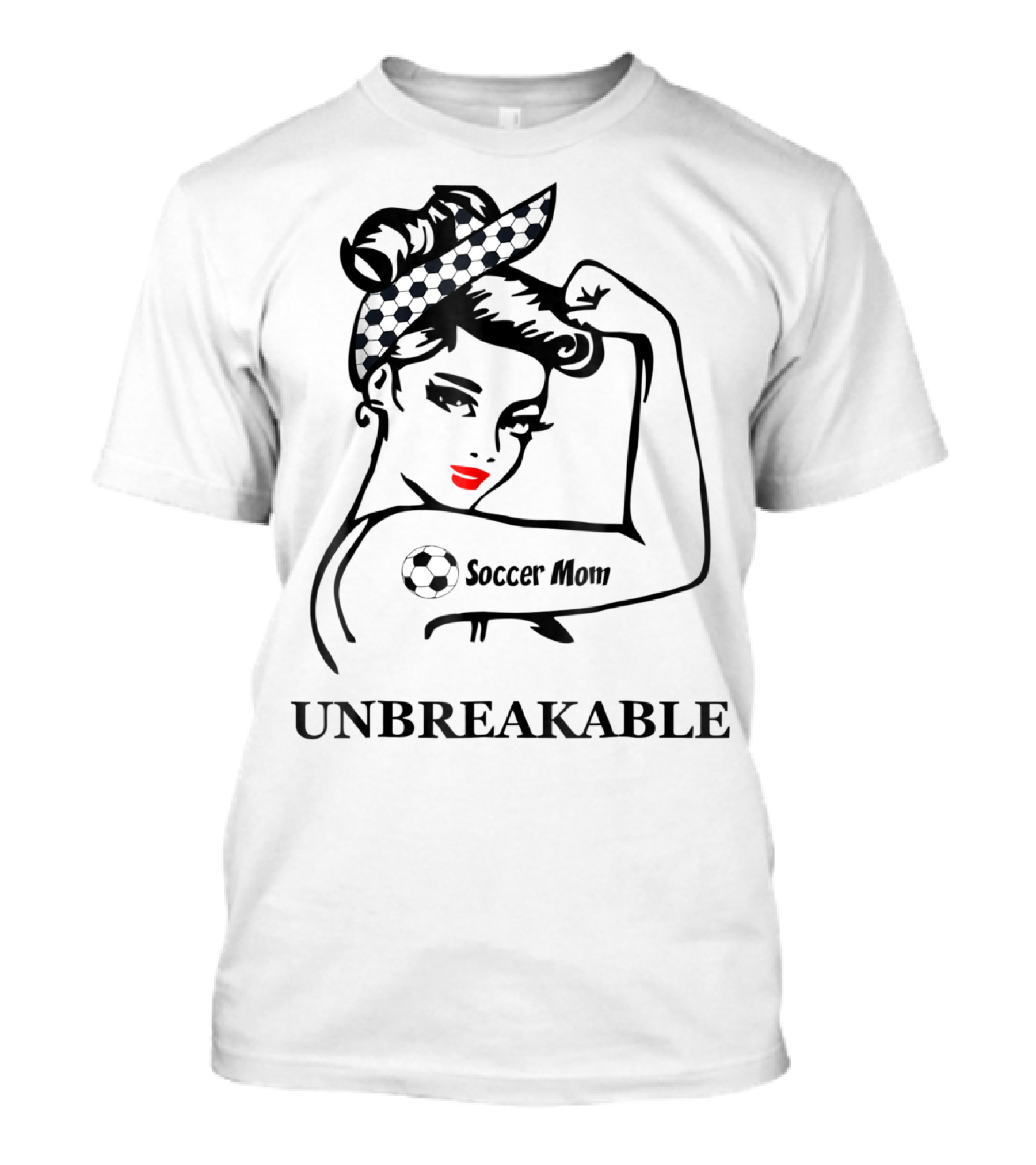 Unbreakable Soccer Mom With Soccer Ball Headscarf And Tattoo T-Shirt