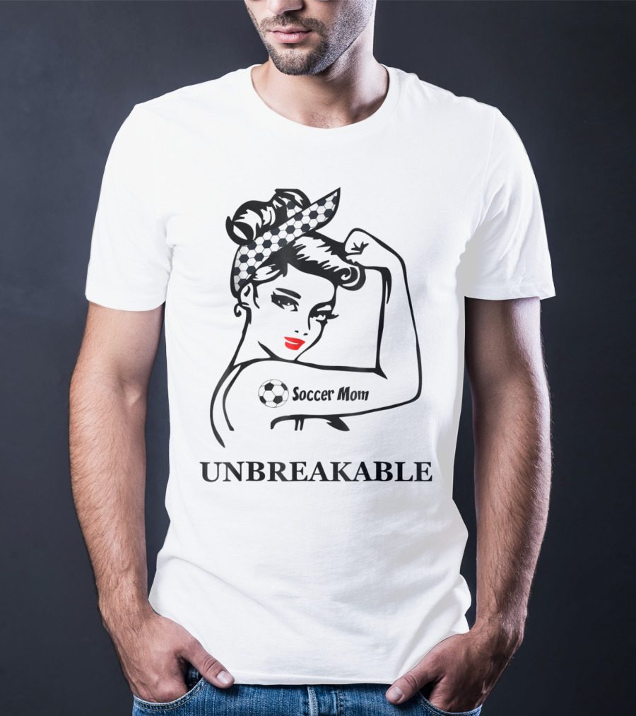Unbreakable Soccer Mom With Soccer Ball Headscarf And Tattoo T-Shirt