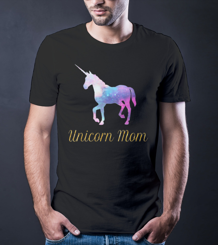 Unicorn Mom Sparkly Galaxy Birthday Party T-Shirt