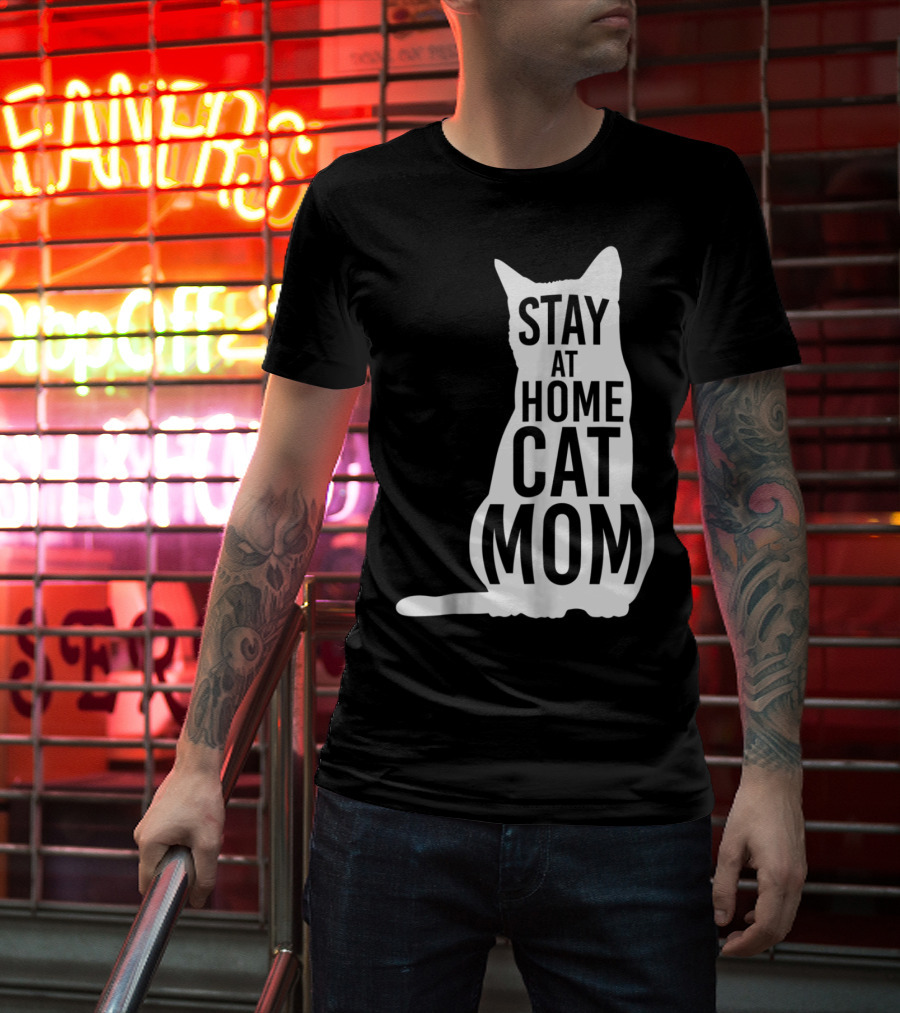 Stay At Home Cat Mom Silhouette For Cat Moms T-Shirt