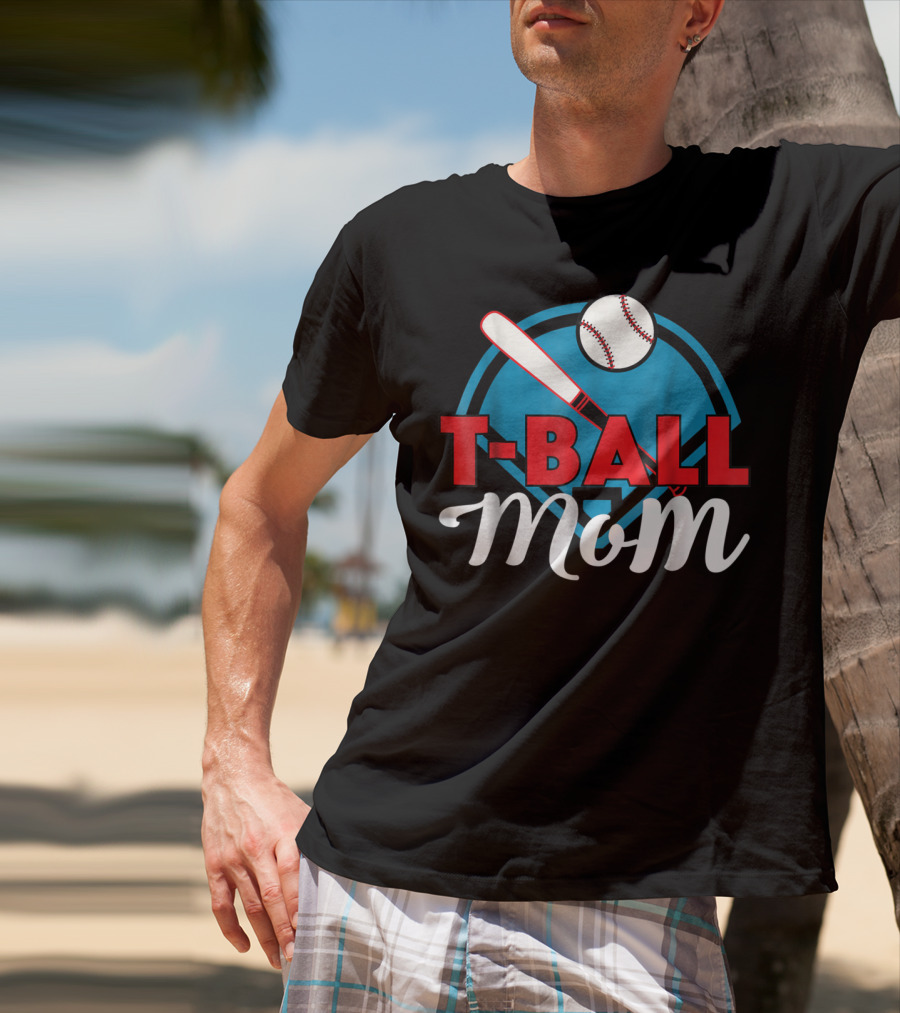 T-Ball Mom Baseball Bat And Home Plate T-Shirt