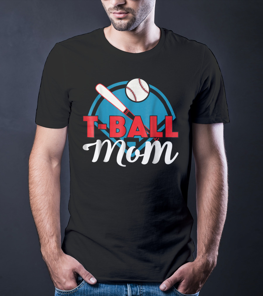 T-Ball Mom Baseball Bat And Home Plate T-Shirt