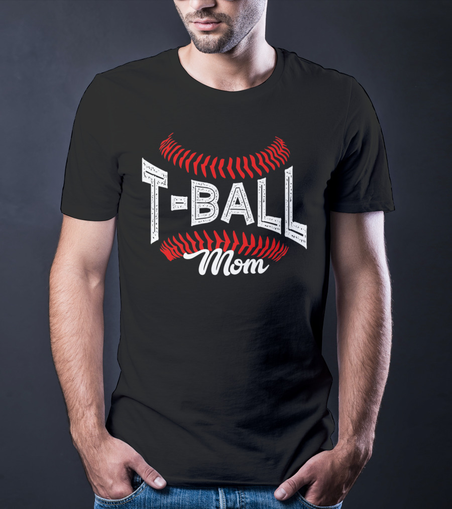 T-Ball Mom Baseball Stitching T-Shirt
