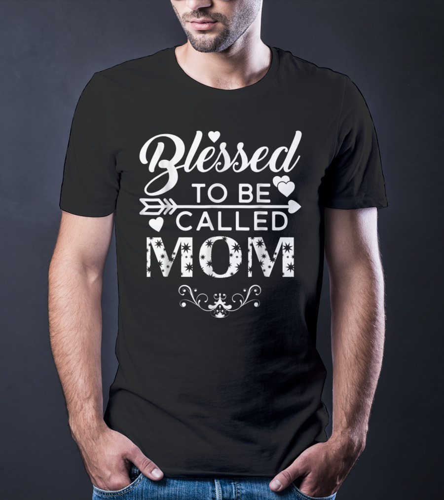 Blessed To Be Called Mom With Hearts And Arrow Motif T-Shirt