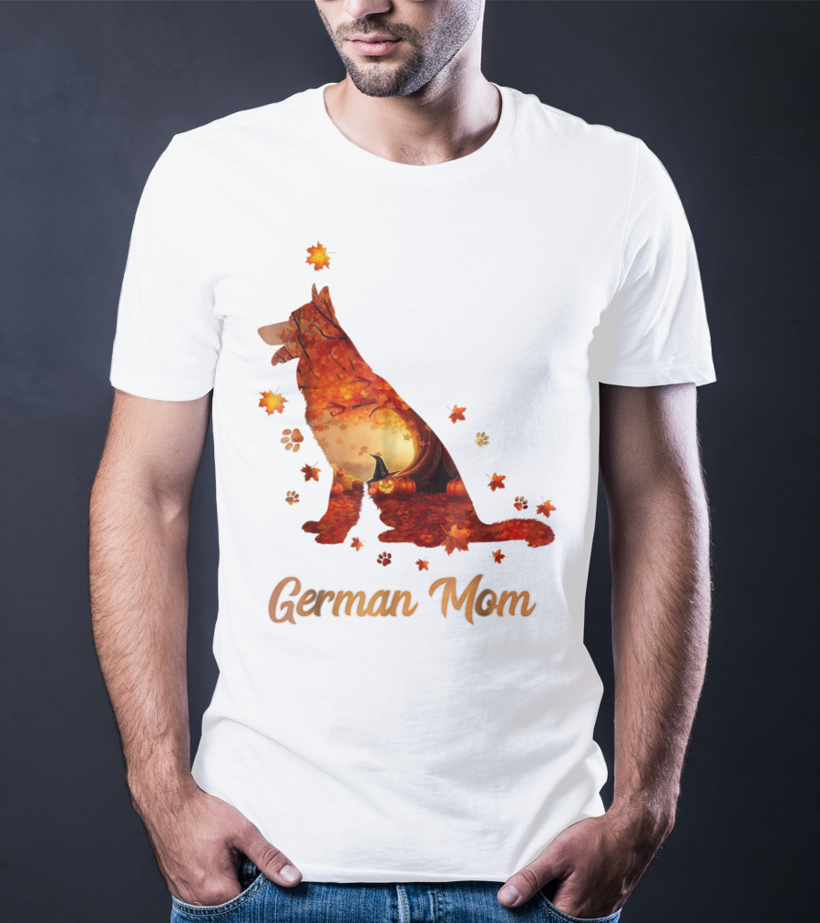 German Shepherd Mom Autumn Scene T-Shirt