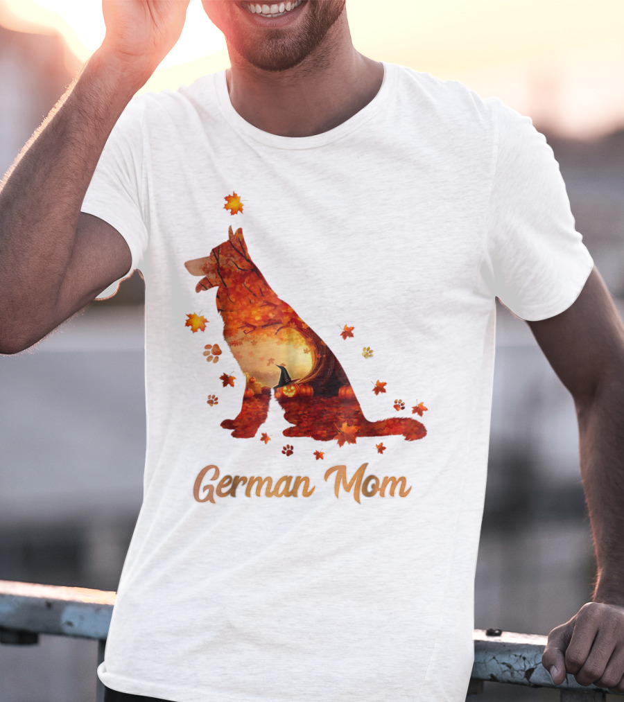 German Shepherd Mom Autumn Scene T-Shirt