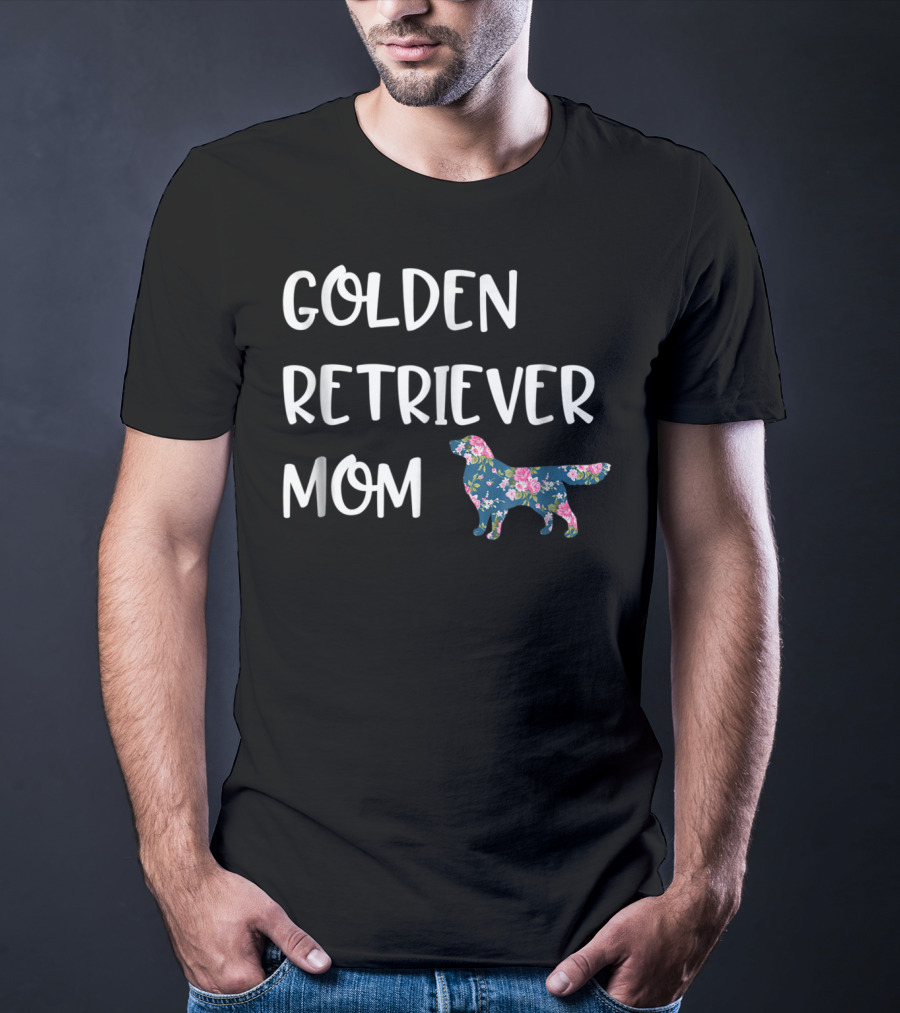 Golden Retriever Mom Floral Dog T-Shirt