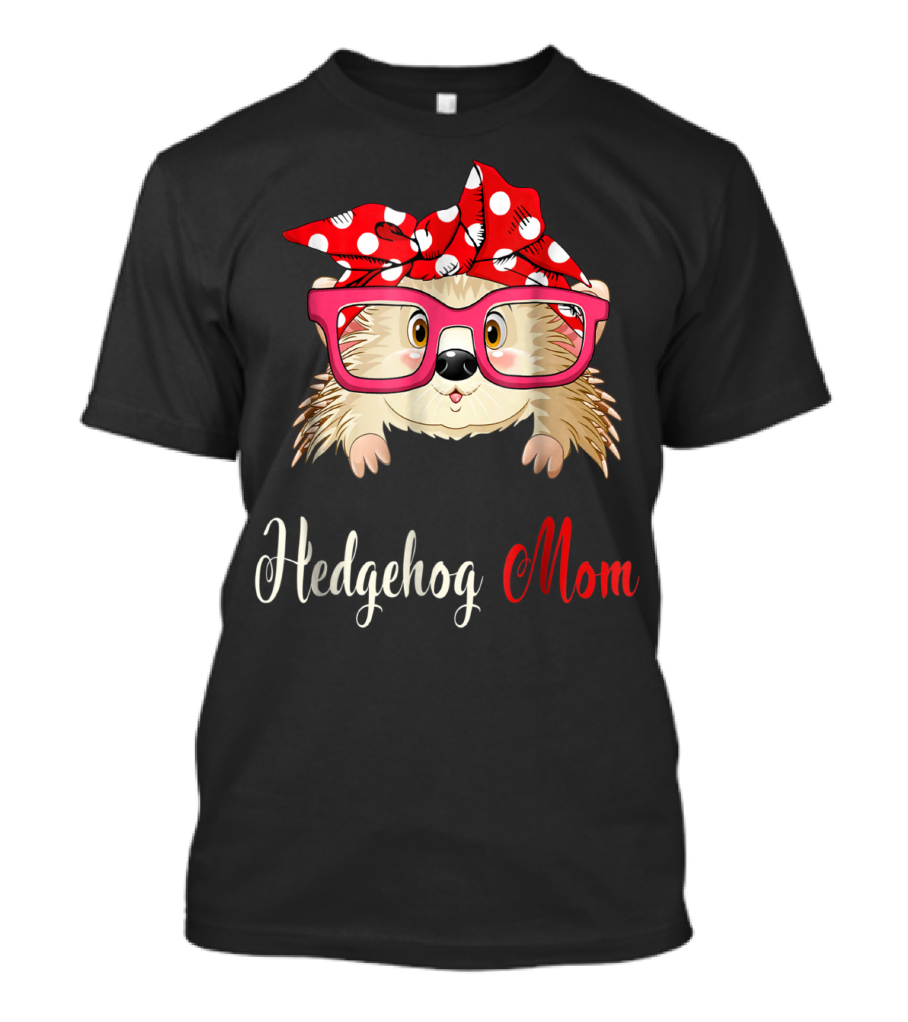 Hedgehog Mom Awesome Present54 Cute Glasses Polka Dot Bow T-Shirt