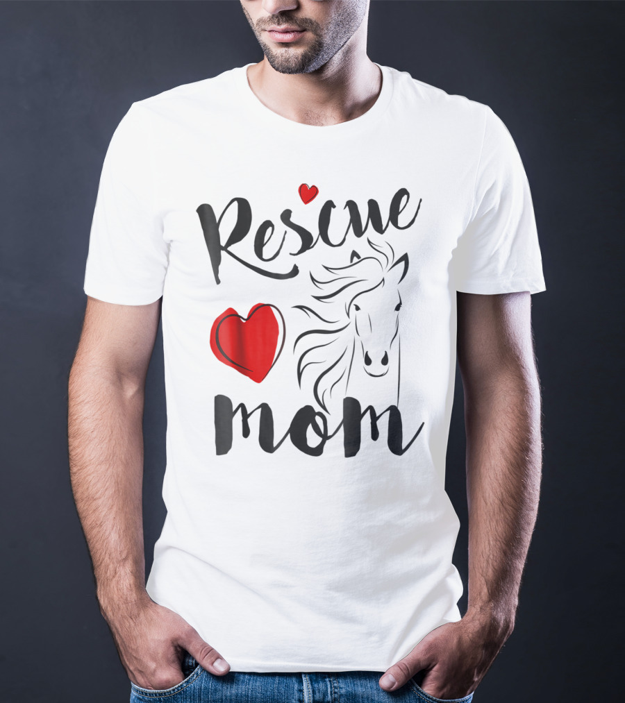 Rescue Mom Heart Horse T-Shirt