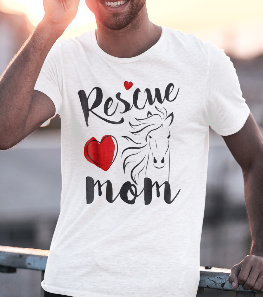 Rescue Mom Heart Horse T-Shirt