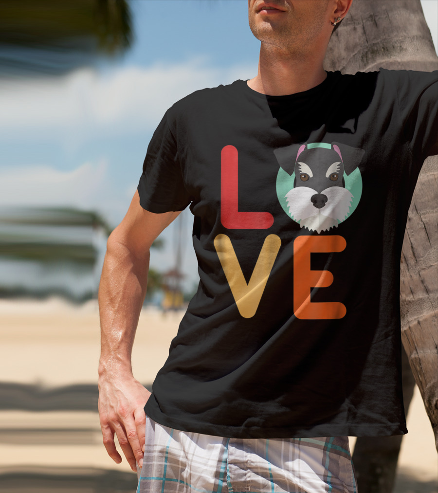Love Miniature Schnauzer Dog And Puppy For Dog T-Shirt