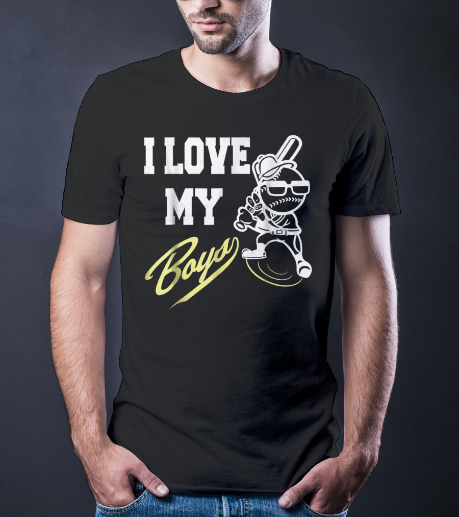 I Love My Boys Baseball Mom And Dad Cool Player T-Shirt