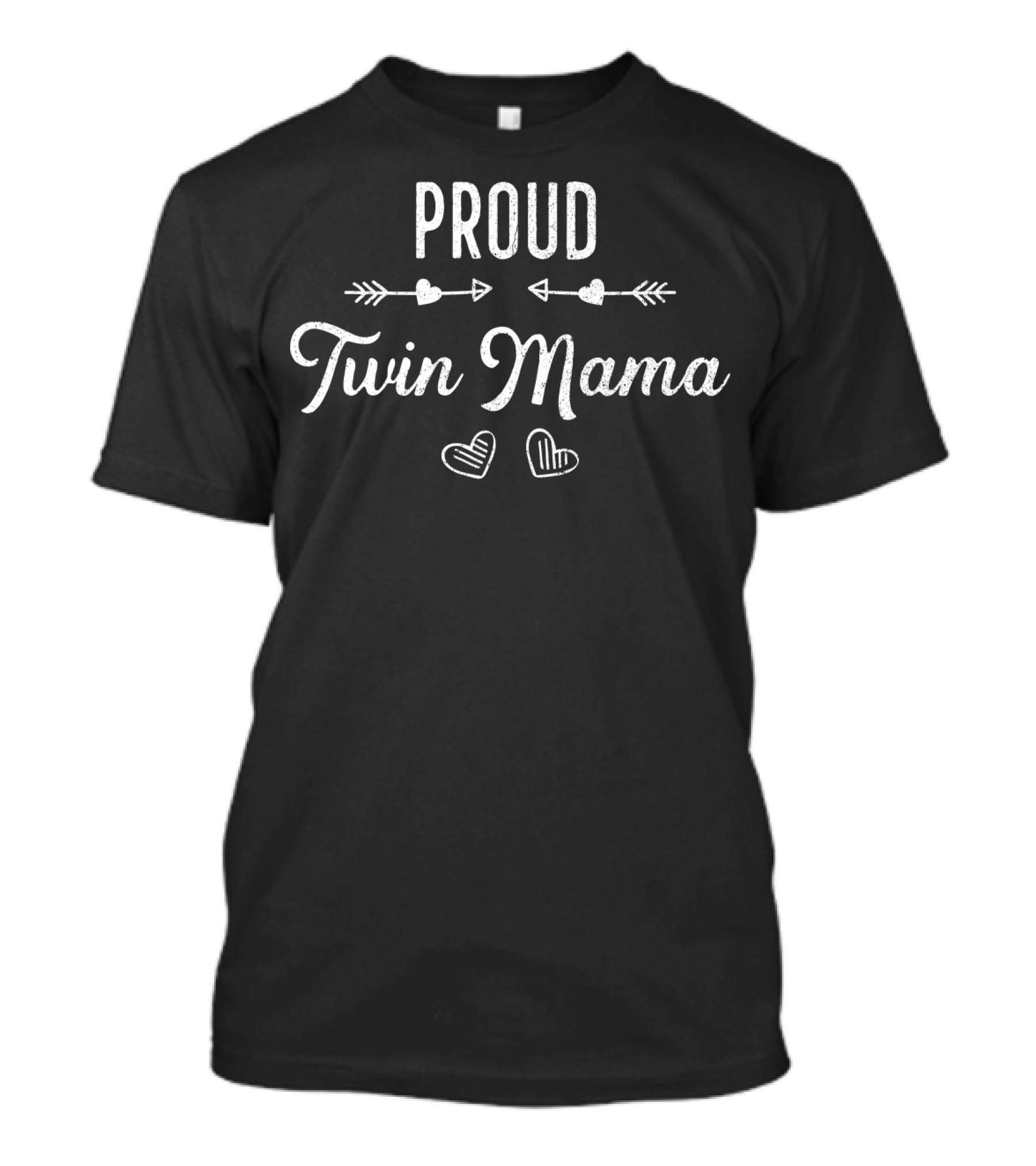 PROUD TWIN MAMA Twin Mom Hearts Arrows T-Shirt