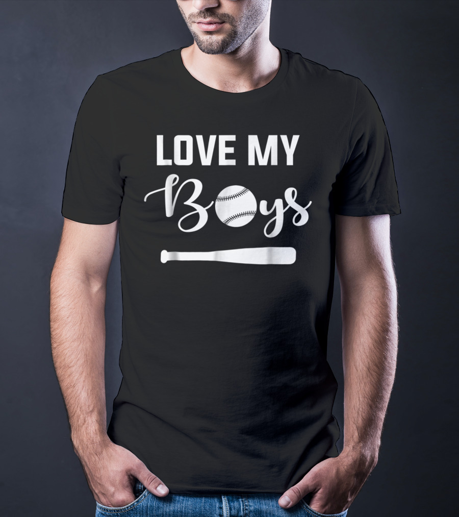 Love My Boys Baseball Bat Ball Design Women's Unique T-Shirt