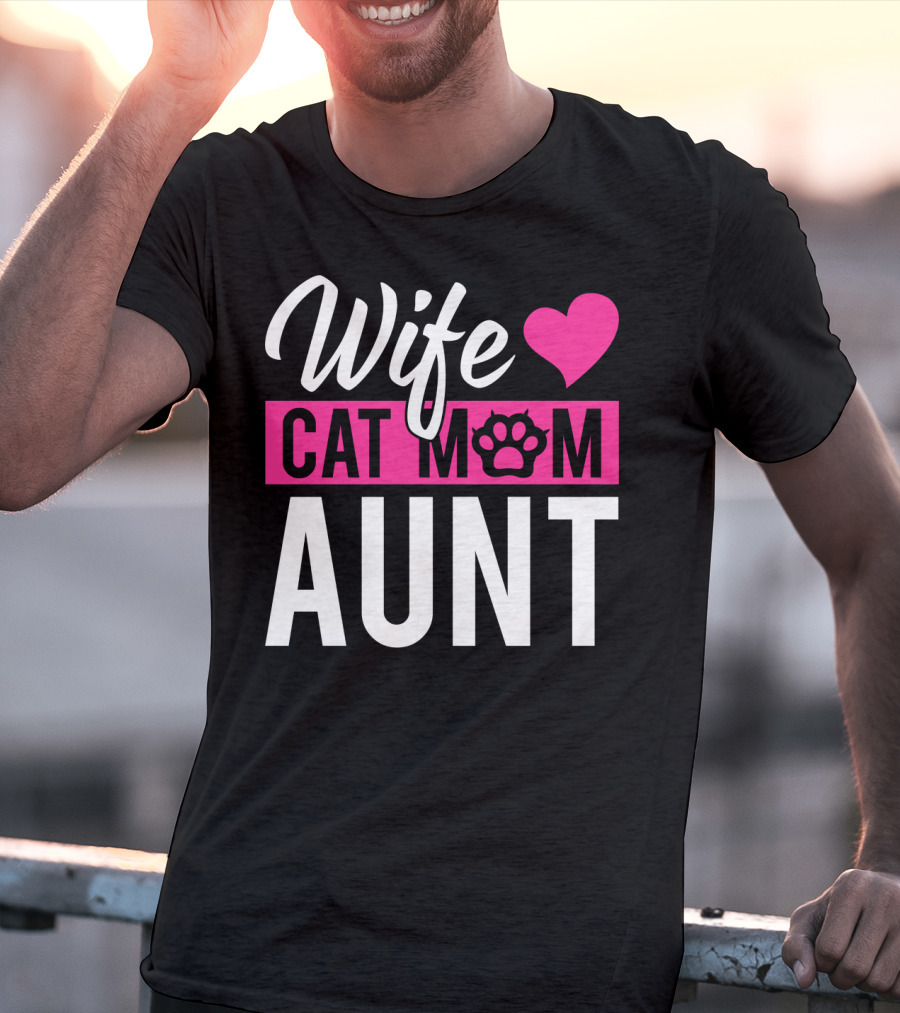 Wife Cat Mom Aunt Heart Paw T-Shirt