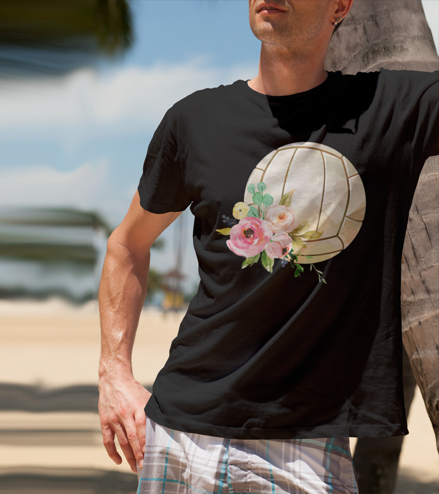 Watercolor Boho Floral Volleyball Patchwork T-Shirt