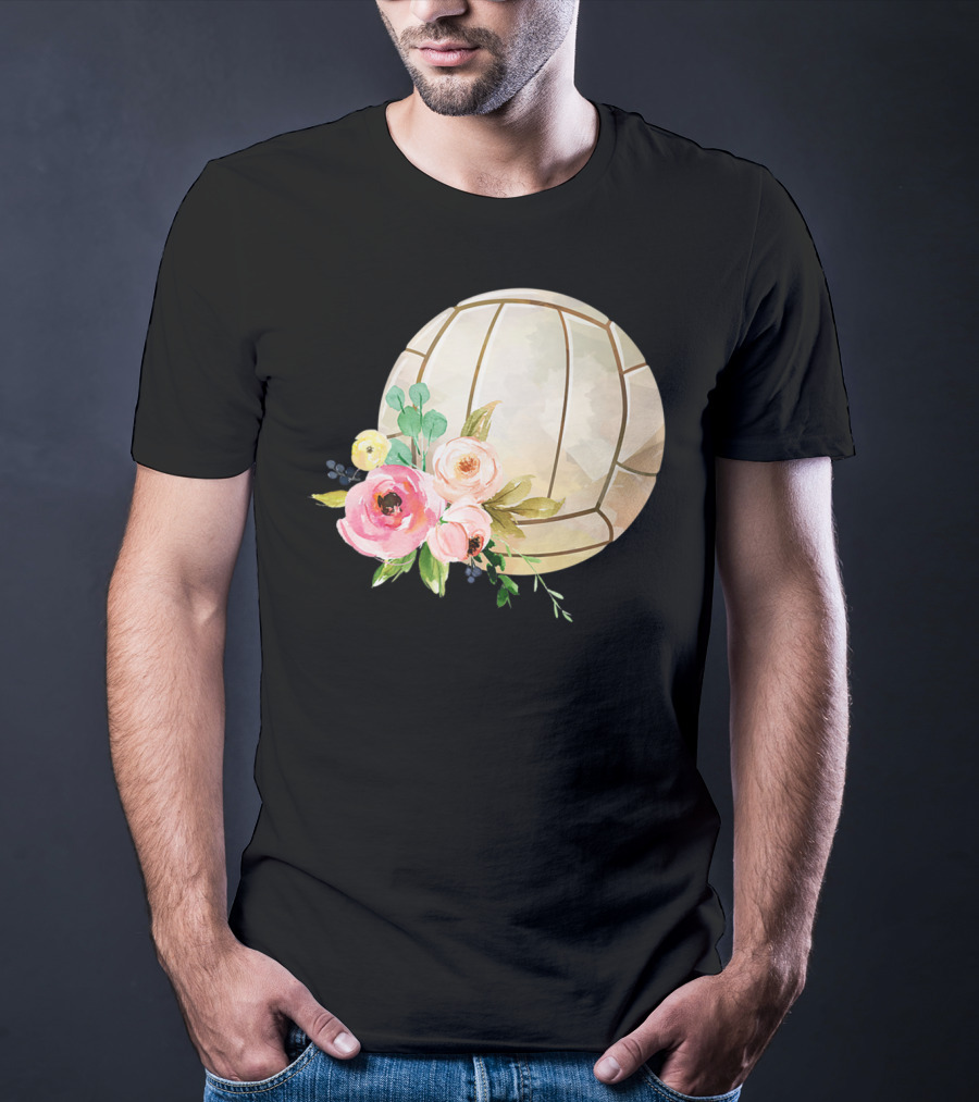 Watercolor Boho Floral Volleyball Patchwork T-Shirt