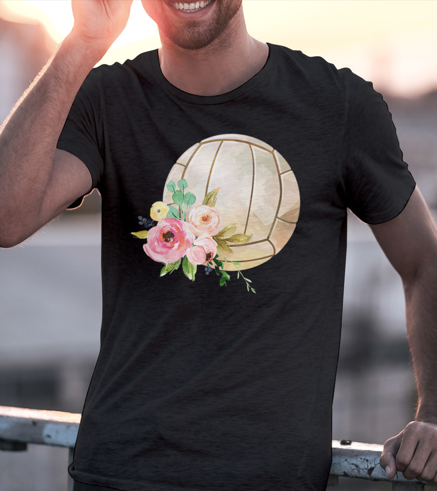 Watercolor Boho Floral Volleyball Patchwork T-Shirt