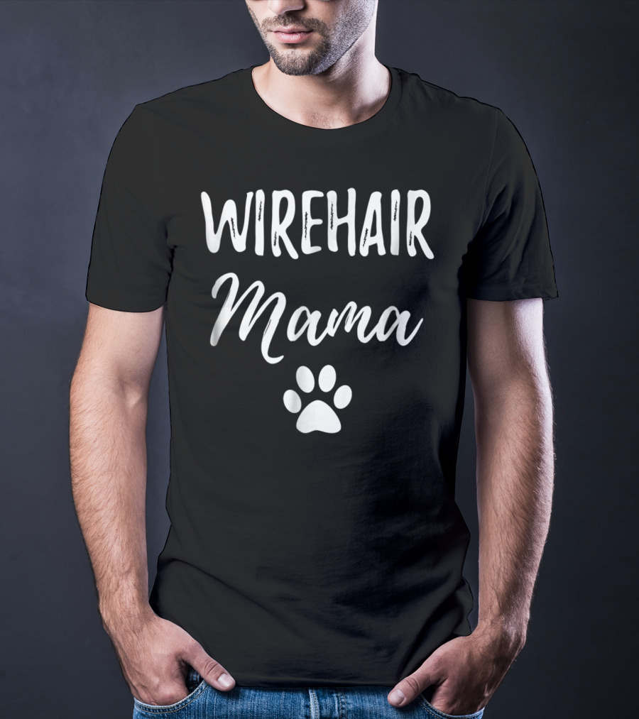 Wirehair Mama Funny Cat Mom Paw Print Idea99 T-Shirt