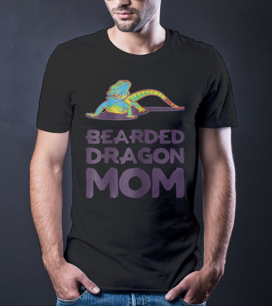Bearded Dragon Mom Beardie Mother Lizard Retro Colorful T-Shirt