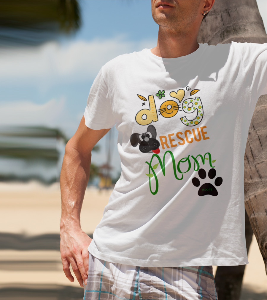 Best Dog Rescue Mom Ever Adopt Paw Prints T-Shirt