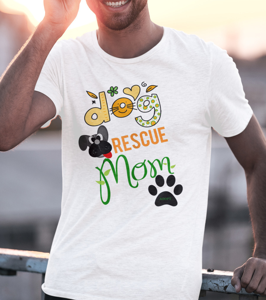 Best Dog Rescue Mom Ever Adopt Paw Prints T-Shirt