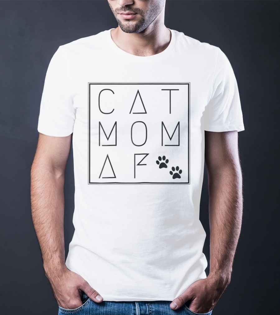 Cat Mom AF Paws Stylish Geometric T-Shirt