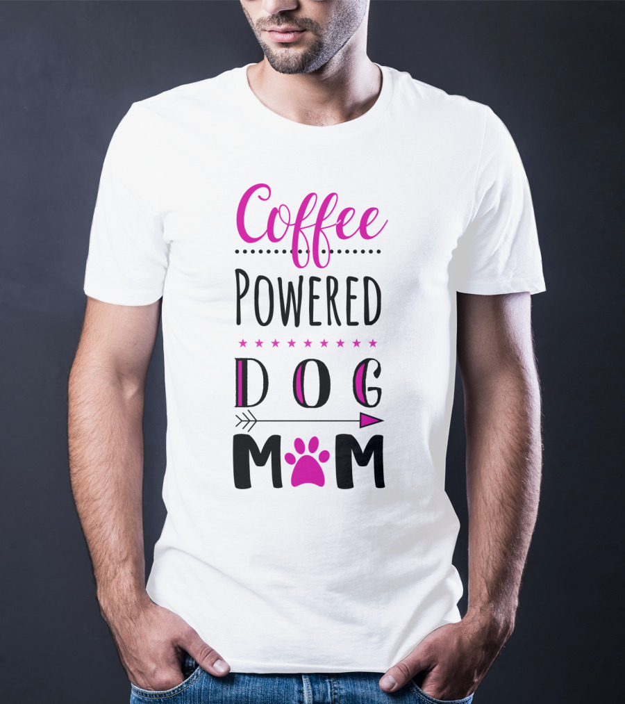 Coffee Powered Dog Mom Paw Print Arrow Stars T-Shirt
