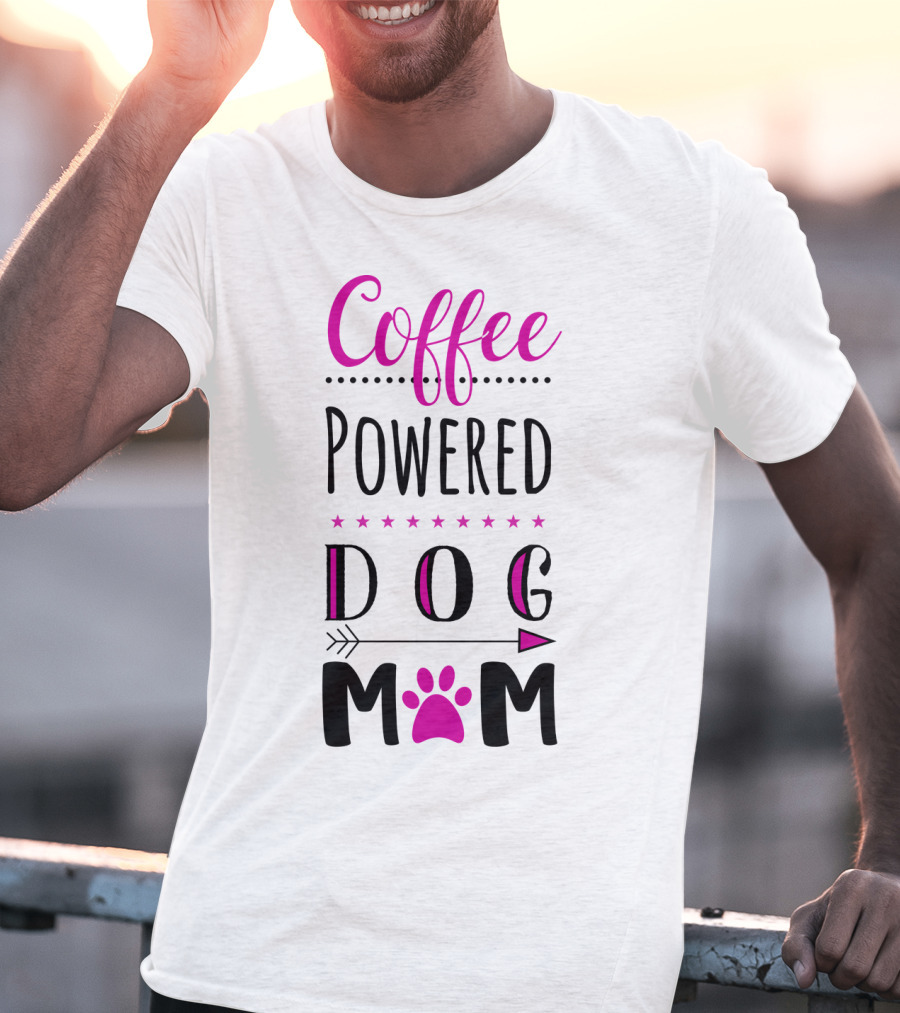 Coffee Powered Dog Mom Paw Print Arrow Stars T-Shirt