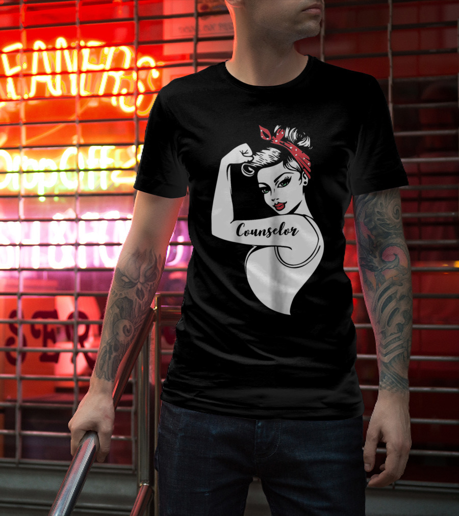 Counselor Strong Girl Mom Rosie The Riveter 42 T-Shirt