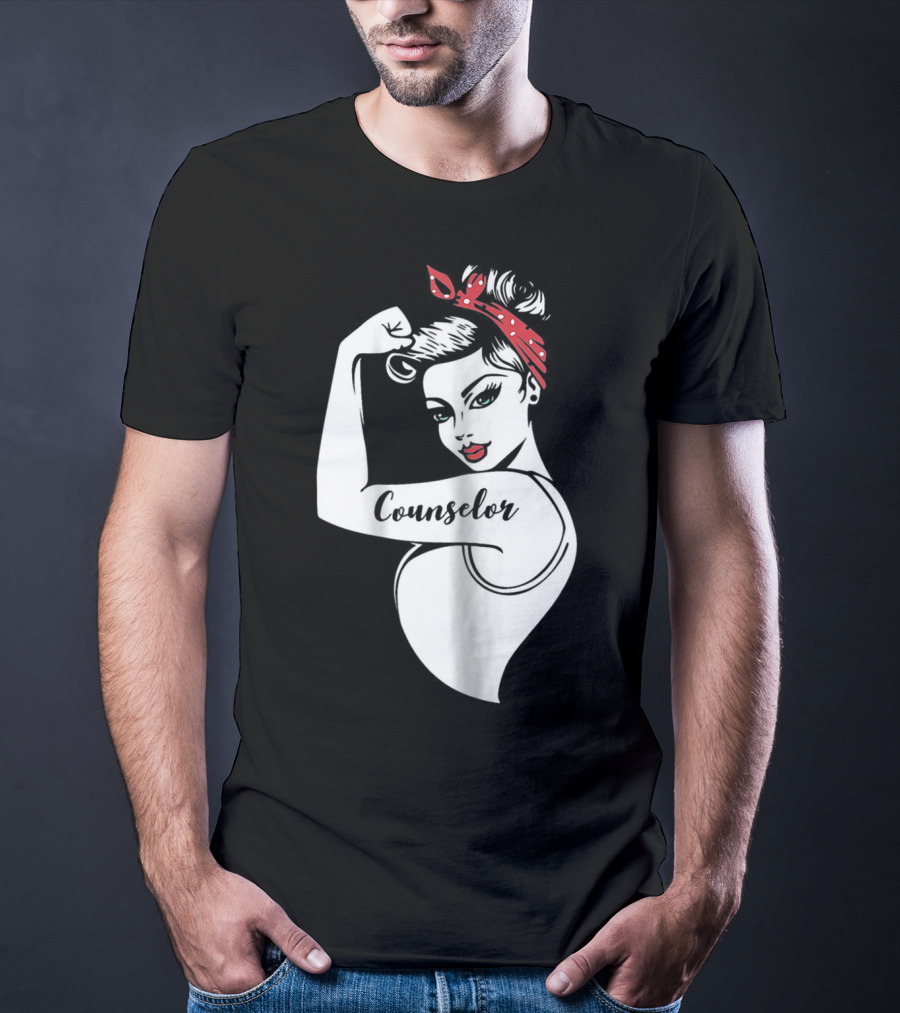 Counselor Strong Girl Mom Rosie The Riveter 42 T-Shirt