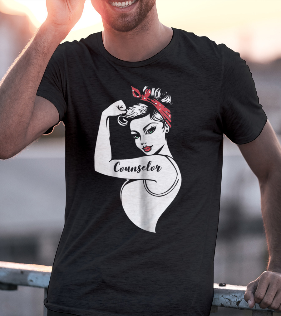 Counselor Strong Girl Mom Rosie The Riveter 42 T-Shirt