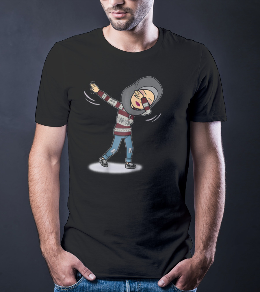 Dabbing Muslim Mom In Hijab Winter T-Shirt