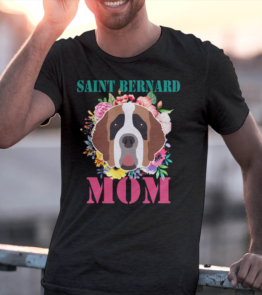 Saint Bernard Mom Floral Puppy Pet Lover T-Shirt