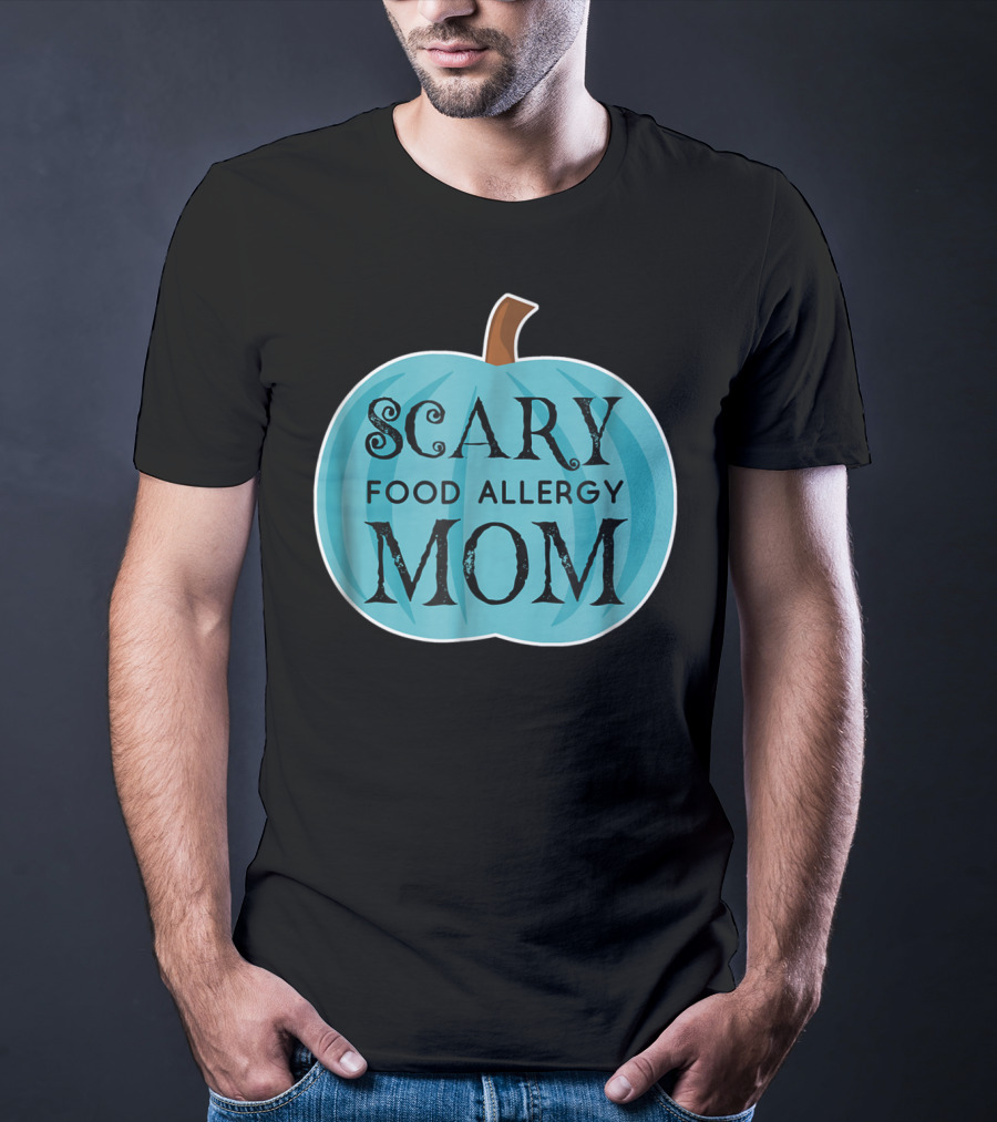 Scary Food Allergy Mom Blue Pumpkin Halloween T-Shirt