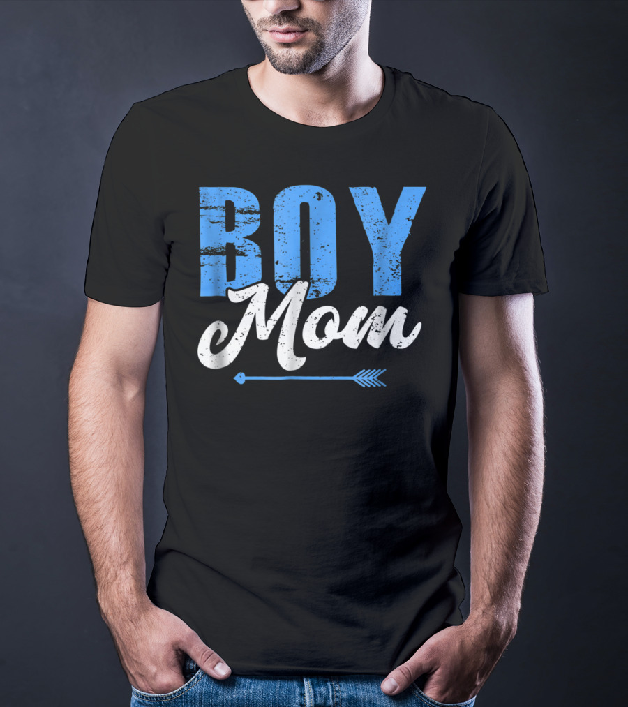 Boy Mom Bold Blue Lettering With Arrow T-Shirt