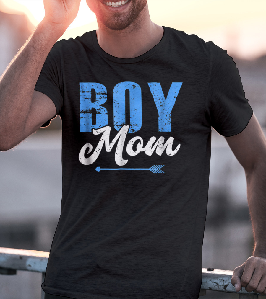 Boy Mom Bold Blue Lettering With Arrow T-Shirt