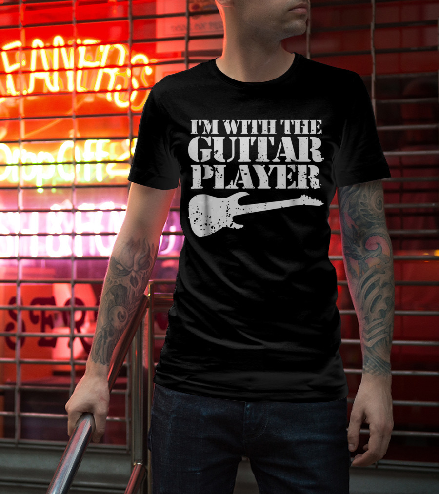 I'm With The Guitar Player Funny Cool Musician Wife Mom Dad8 T-Shirt