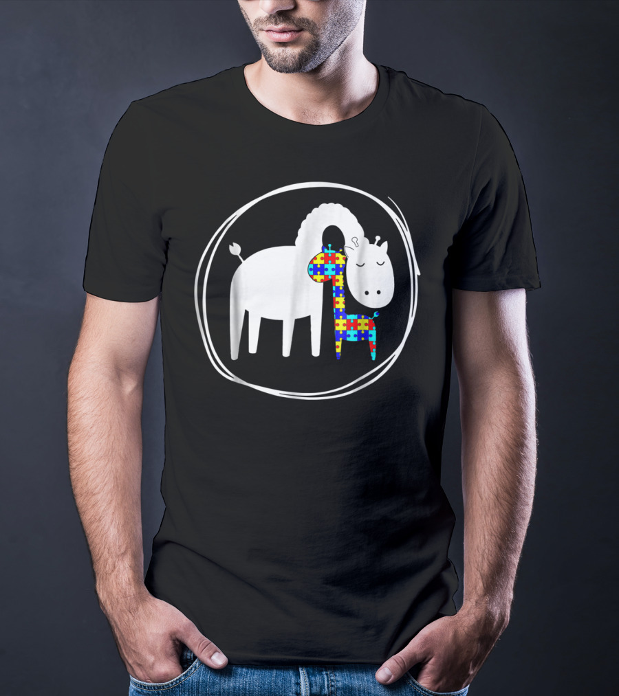 Giraffe Autism Puzzle Piece Giraffe Lover Autism Awareness T-Shirt