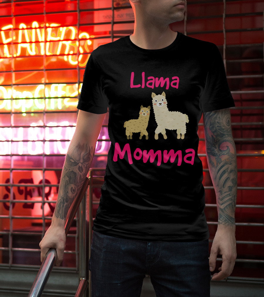 Llama Momma Cute Llama Mom And Baby T-Shirt