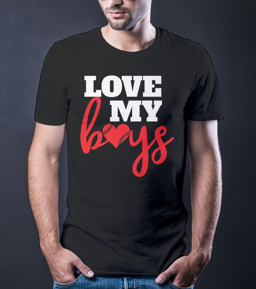 LOVE MY BOYS Baseball Heart T-Shirt