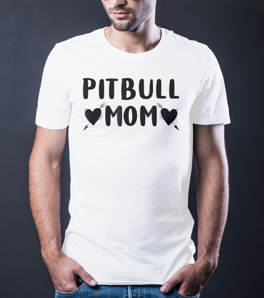 Mama Pitbull Women's Funny Idea Pitbull Mom Hearts Mom S7 T-Shirt