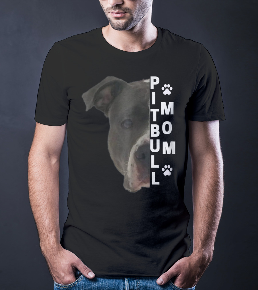 Pitbull Mom Pit Bull Lover Dog Momma Bully Breed Paw Prints T-Shirt