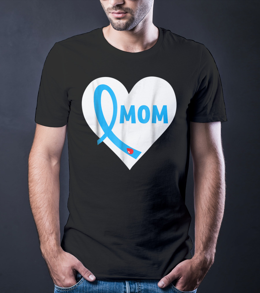 Proud Mom Mama Mother Of A Type 1 2 Diabetes Diabetic Heart T-Shirt