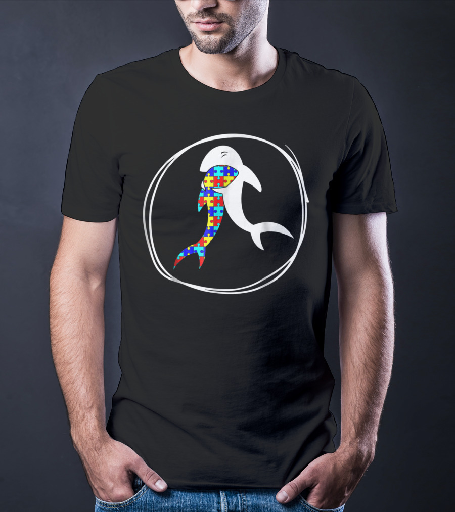 Shark Lover Autism Awareness Puzzle T-Shirt