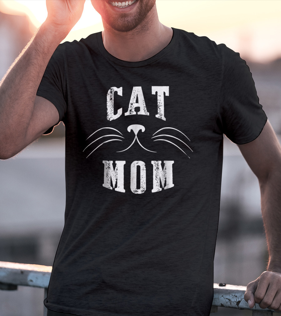 SpiritForged Apparel Cat Mom Whiskers T-Shirt